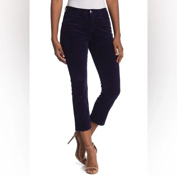 NWT L’AGENCE Sada Crop Slim Corduroy Pants in Navy, Size 25 - Picture 1 of 6